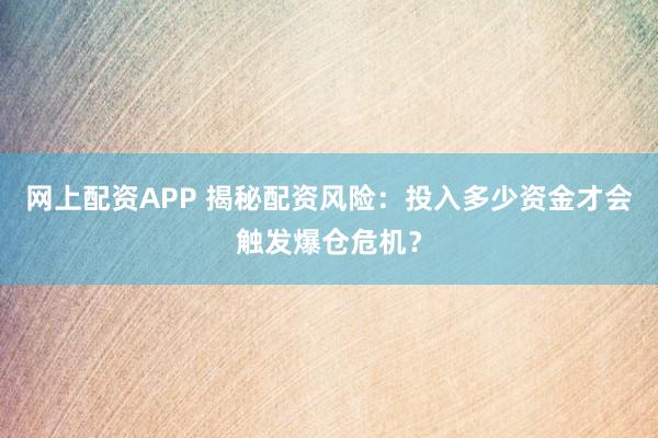 网上配资APP 揭秘配资风险：投入多少资金才会触发爆仓危机？
