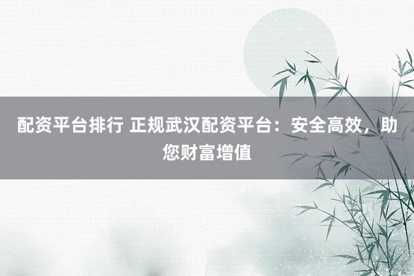 配资平台排行 正规武汉配资平台：安全高效，助您财富增值
