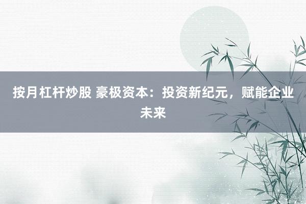 按月杠杆炒股 豪极资本：投资新纪元，赋能企业未来
