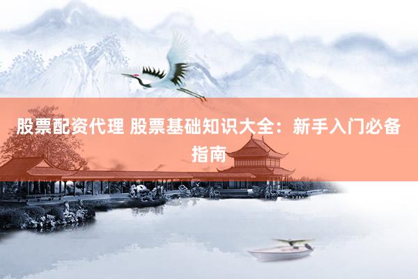 股票配资代理 股票基础知识大全：新手入门必备指南