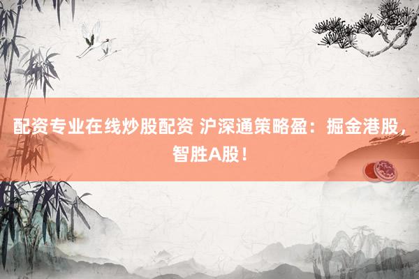 配资专业在线炒股配资 沪深通策略盈：掘金港股，智胜A股！