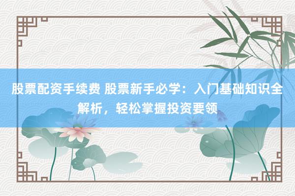 股票配资手续费 股票新手必学：入门基础知识全解析，轻松掌握投资要领