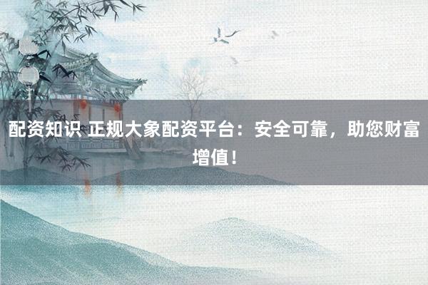配资知识 正规大象配资平台：安全可靠，助您财富增值！