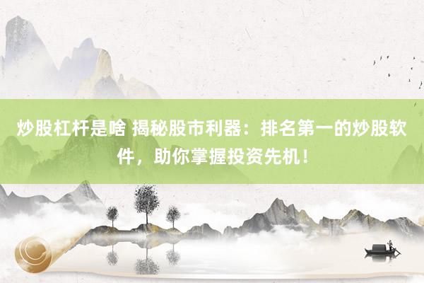 炒股杠杆是啥 揭秘股市利器：排名第一的炒股软件，助你掌握投资先机！